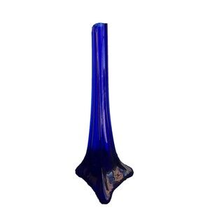 Cobalt Art Glass Eiffel Tower Minimalist Vase